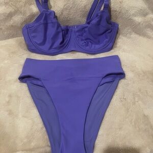 Aerie NWT Purple Swimwear Set with Underwire, 36DD/Medium Bottom